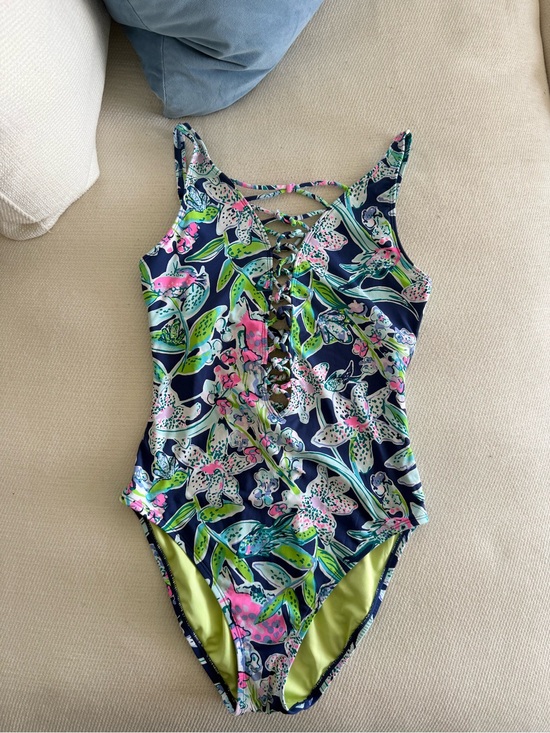 Lilly Pulitzer Other - Lilly Pulitzer Isle Lattice One Piece Swim Suit In Deep Sea Navy Sway This Way
